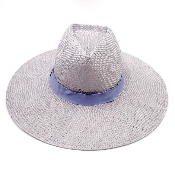 Eugenia Kim Harlow Straw Hat Fedora Lavender PurpleWide Brim Women's One Size - Picture 5 of 13